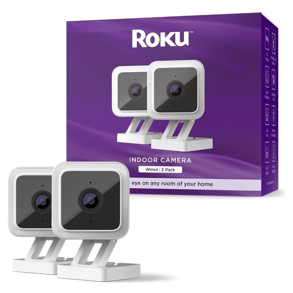 Roku Indoor Camera for Home Security, 2-Pack - Wired Security Camera